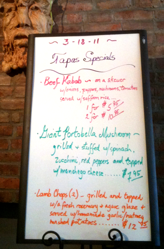 Tapas specials, carmen's cafe, cuban, spanish restaurant
